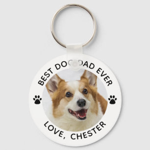 BEST DOG DAD EVER Paw Print Photo Key Ring
