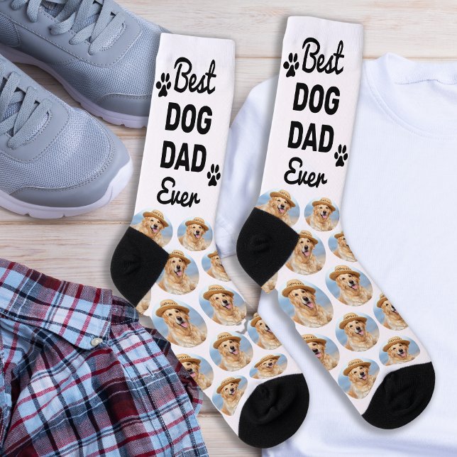 Best Dog Dad Ever Personalised Pattern Pet Photo Socks (Creator Uploaded)