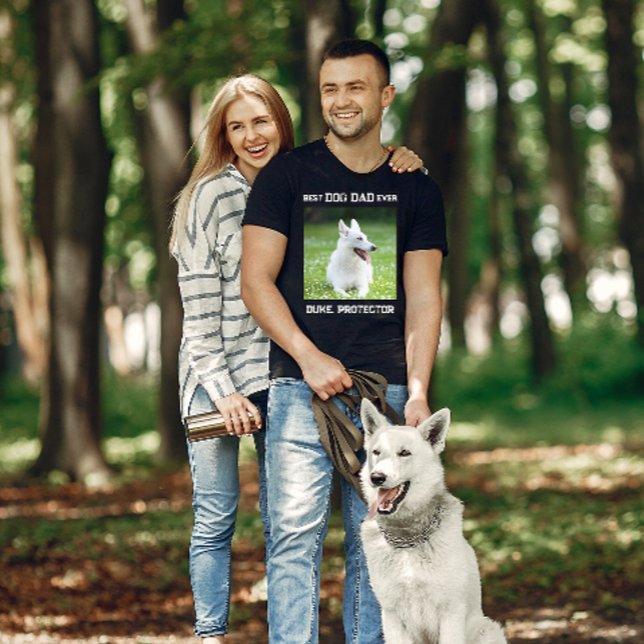 Best Dog Dad Ever Personalised Pet Photo black T-S T-Shirt (Creator Uploaded)