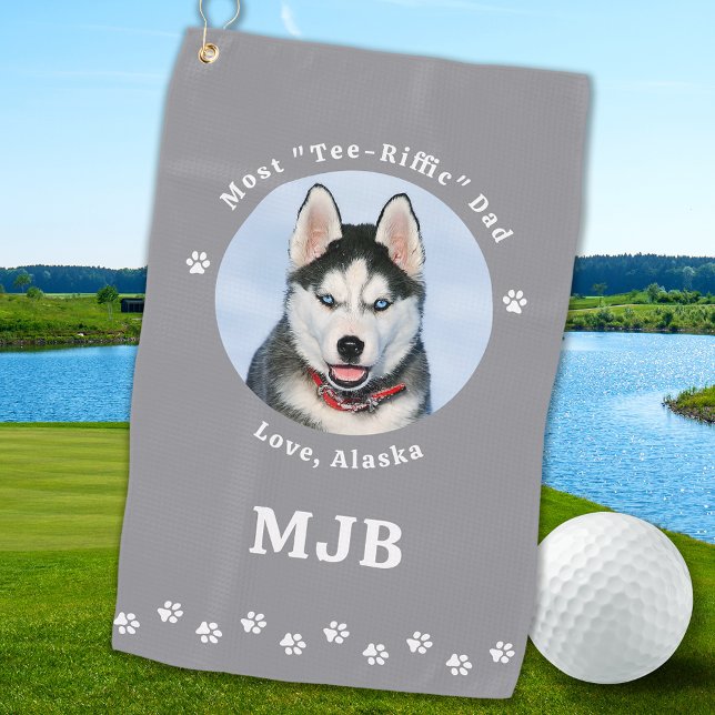 Best DOG DAD Ever Personalised Pet Photo Golf Towel (Creator Uploaded)