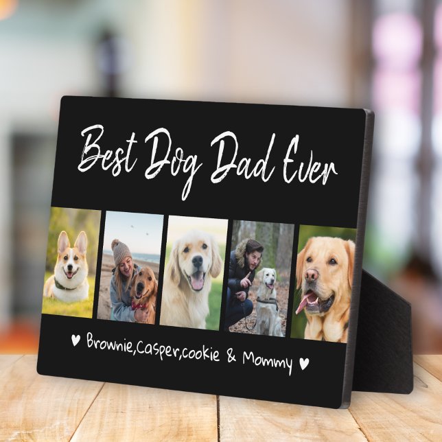 Best Dog Dad Ever Pet  5 Photo Collage Black Plaque (Creator Uploaded)