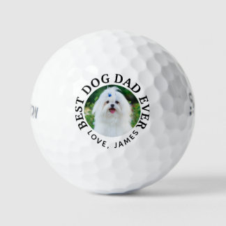 Best DOG DAD EVER Pet Photo Golf Balls