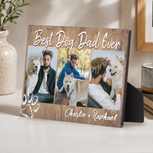 Best Dog Dad Ever Photo Collage Fathers Day Wood Plaque