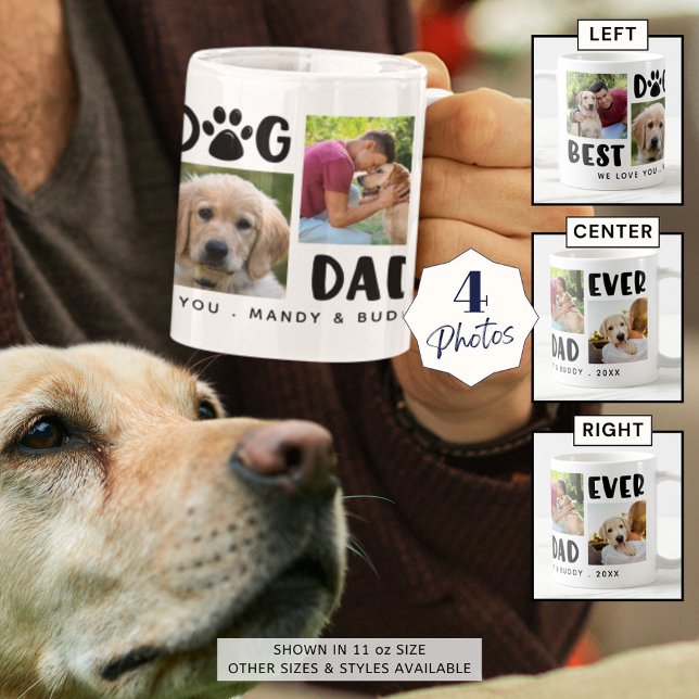 BEST DOG DAD EVER Photo Collage Personalised Coffee Mug (Creator Uploaded)
