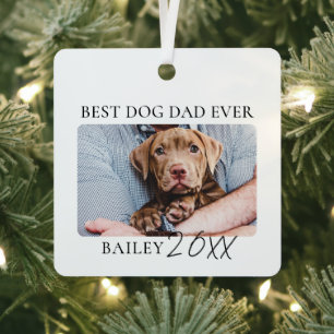 Best Dog Dad Ever Photo Modern Minimalist Pet Metal Tree Decoration