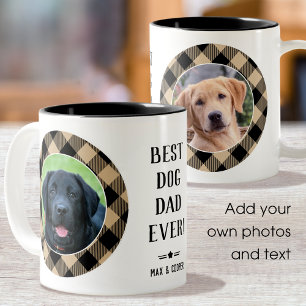 Best Dog Dad Ever Photo Name Beige Two-Tone Coffee Mug