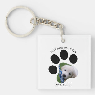Best Dog Dad Ever Photo Paw Print  Key Ring