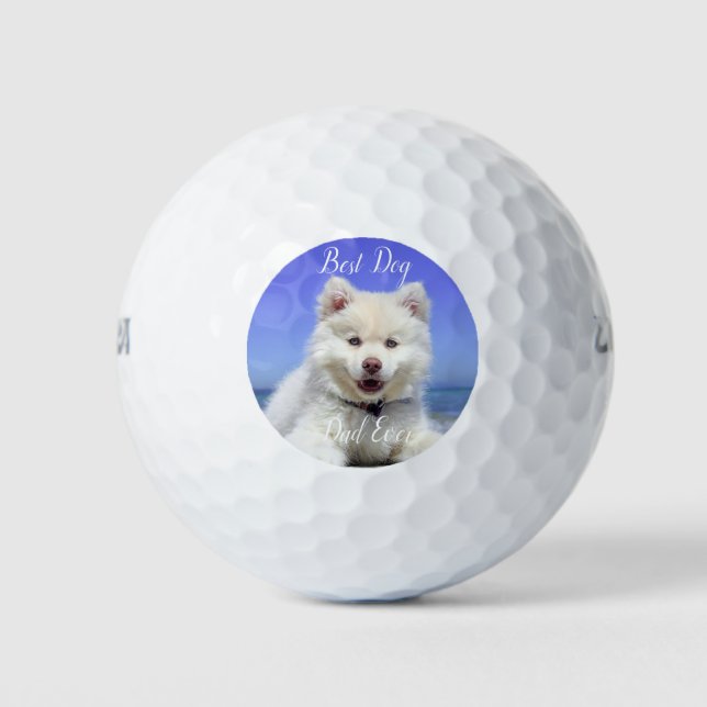Best Dog Dad Ever Photo Pet Fun Puppy Golf Balls (Front)