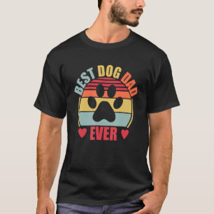 Best Dog Dad Ever  Retro Dog Paw T-Shirt