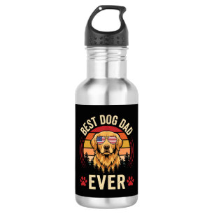 Best Dog Dad Ever Retro Golden Retriever 532 Ml Water Bottle