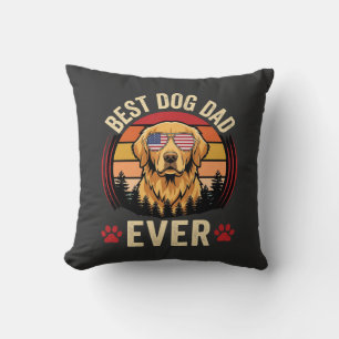 Best Dog Dad Ever Retro Golden Retriever Cushion