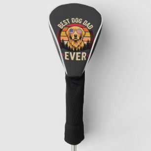 Best Dog Dad Ever Retro Golden Retriever Golf Head Cover