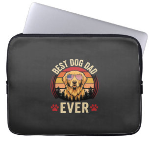 Best Dog Dad Ever Retro Golden Retriever Laptop Sleeve