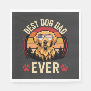 Best Dog Dad Ever Retro Golden Retriever Napkin