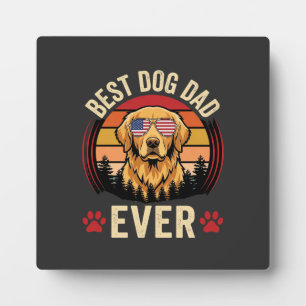 Best Dog Dad Ever Retro Golden Retriever Plaque