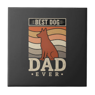 Best Dog Dad Ever Retro Silhouette Ceramic Tile