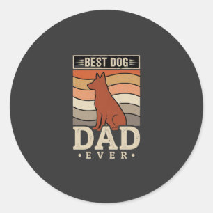 Best Dog Dad Ever Retro Silhouette Classic Round Sticker