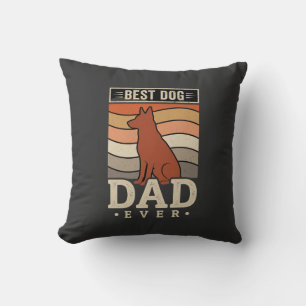 Best Dog Dad Ever Retro Silhouette Cushion