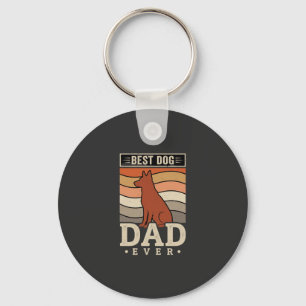 Best Dog Dad Ever Retro Silhouette Key Ring
