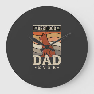 Best Dog Dad Ever Retro Silhouette Large Clock