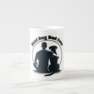 Best Dog Dad Ever Shirt Man and Dog Silhouette Pet Bone China Mug