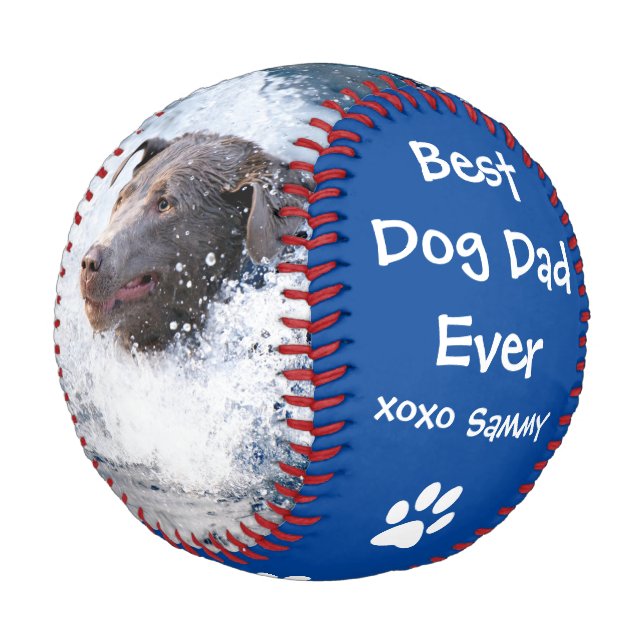 Best Dog Dad Ever Two Photo Fathers Day Baseball (Angled)