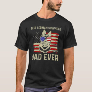 Best Dog Dad Ever Usa Flag Dad Joke German Shepher T-Shirt