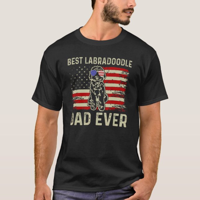 Best Dog Dad Ever Usa Flag Dad Joke Labradoodle 4t T-Shirt (Front)