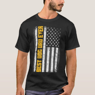 Best Dog Dad Ever - USA Flag - Vintage Style T-Shirt