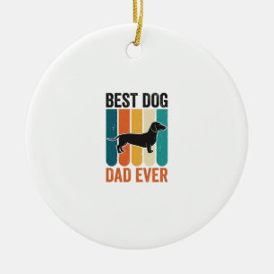 Best Dog Dad Ever Vintage Dachshund Shirt Design_1 Ceramic Ornament
