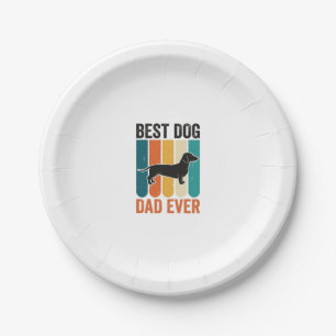 Best Dog Dad Ever Vintage Dachshund Shirt Design_1 Paper Plate