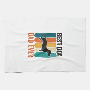 Best Dog Dad Ever Vintage Dachshund Shirt Design_1 Tea Towel
