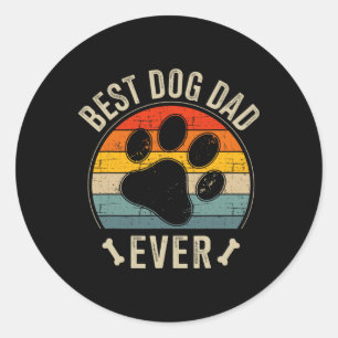 Best Dog Dad Ever Vintage For Retro Fathers Day Bi Classic Round Sticker