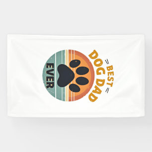 Best Dog Dad Ever Vintage Retro Paw Sunset Dog Lov Banner