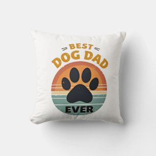 Best Dog Dad Ever Vintage Retro Paw Sunset Dog Lov Cushion