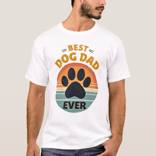 Best Dog Dad Ever Vintage Retro Paw Sunset Dog Lov T-Shirt