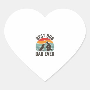 Best Dog Dad Ever Vintage Sunset Dog Lover Design_ Heart Sticker
