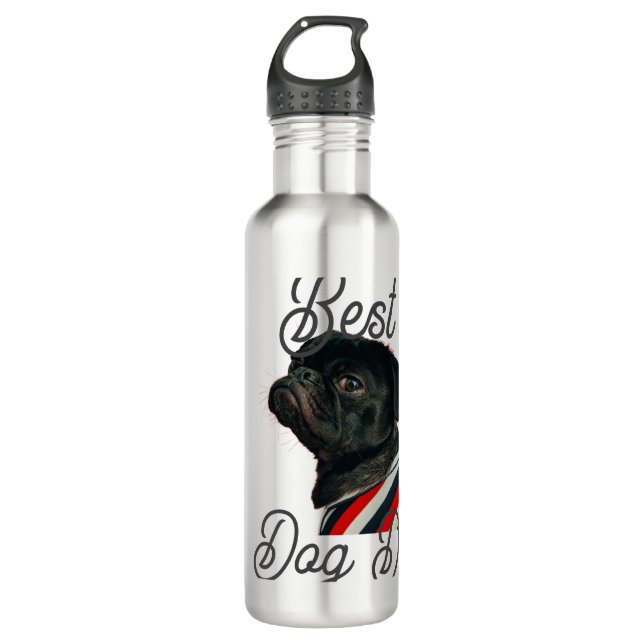 Best dog dad parents grandparents photo pet gray n 710 ml water bottle (Front)