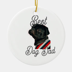 Best dog dad parents grandparents photo pet gray n ceramic ornament