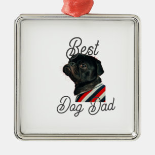 Best dog dad parents grandparents photo pet gray n metal ornament