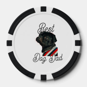 Best dog dad parents grandparents photo pet gray n poker chips