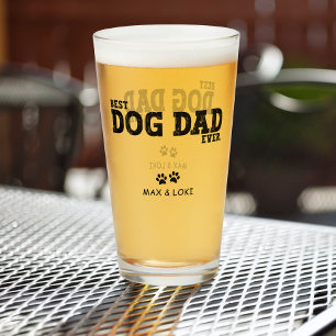 Best Dog Dad Personalised Dog Names Glass
