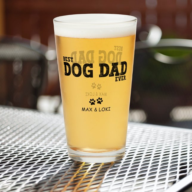 Best Dog Dad Personalised Dog Names Glass (Creator Uploaded)