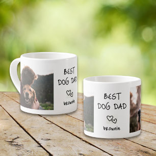 Best Dog Dad Personalised Pet Name 2 Photo Collage Espresso Cup