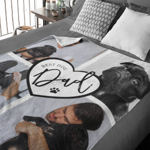Best Dog Dad   Photo Collage Fleece Blanket