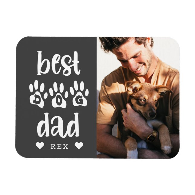 Best Dog Dad Photo Typography  Magnet (Horizontal)