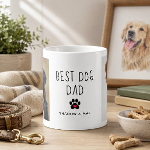 Best Dog Dad Two Photo Handwritten Text Coffee Mug
