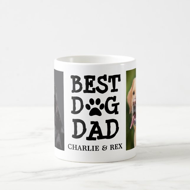 Best Dog Dad / Two Photo & Text Custom Coffee Mug (Center)