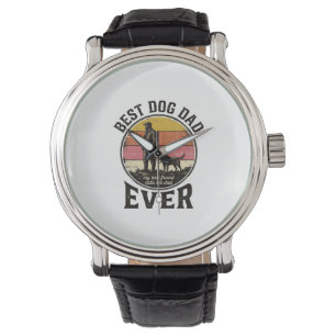 Best Dog Dad Vintage Sunset Vector Design_1 Watch