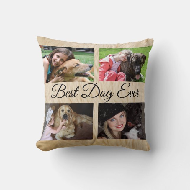 Best Dog Ever Custom 4 Dog Photo Collage Cushion (Front)